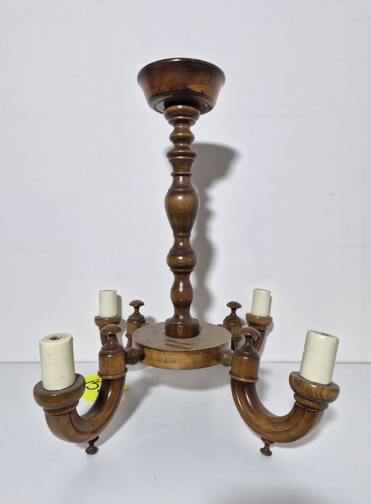 LAMPARA TECHO 4VELAS (MADERA) (CLASICA)