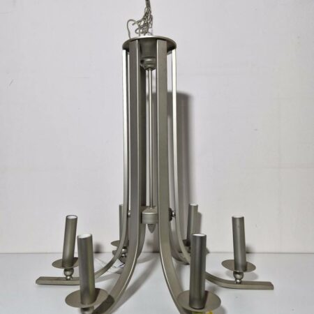 LAMPARA TECHO METAL PLATA (6B VELA)