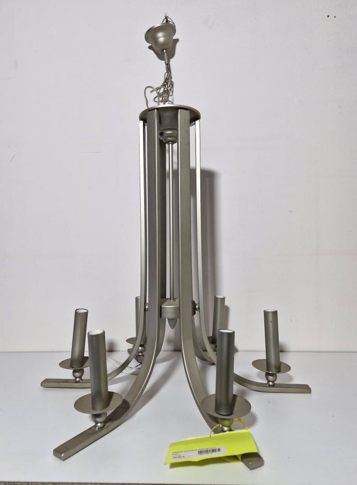 LAMPARA TECHO METAL PLATA (6B VELA)