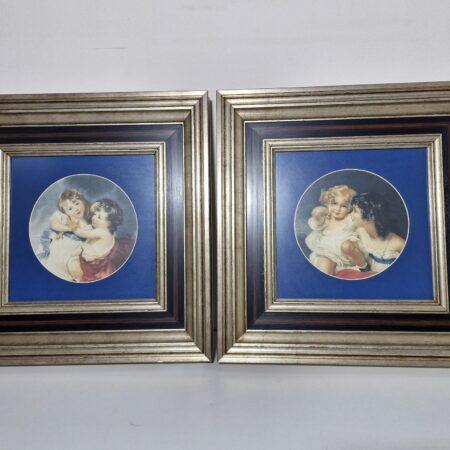 (DECORACION) X2 CUADROS (50X50) (MARCO PLATA ENVEJ. / NIÑOS)
