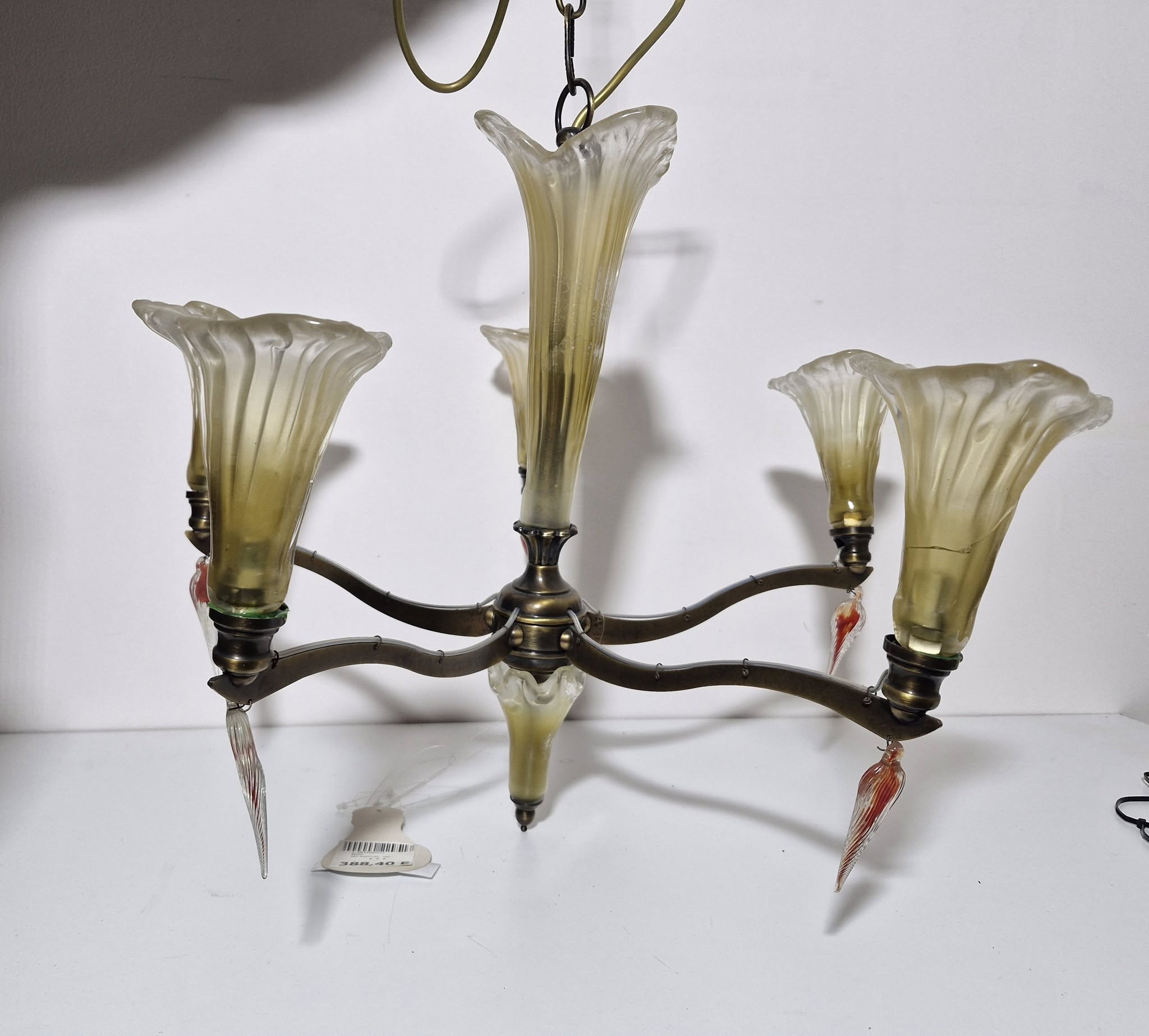 LAMPARA TECHO 5B (TULIPAS FLOR CRISTAL) *NUEVA*