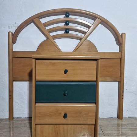 CABECERO 105CM + MESITA NOCHE 3C (46X38X62) (MELAMINA CEREZO / VERDE)