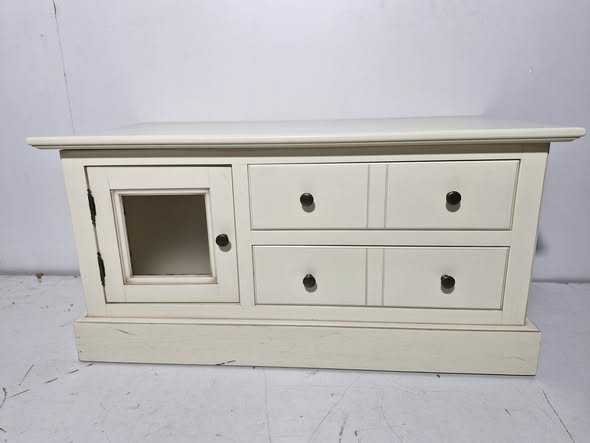 MUEBLE TV / AUX 2C 1P (90X45X45) (BLANCO CREMA)