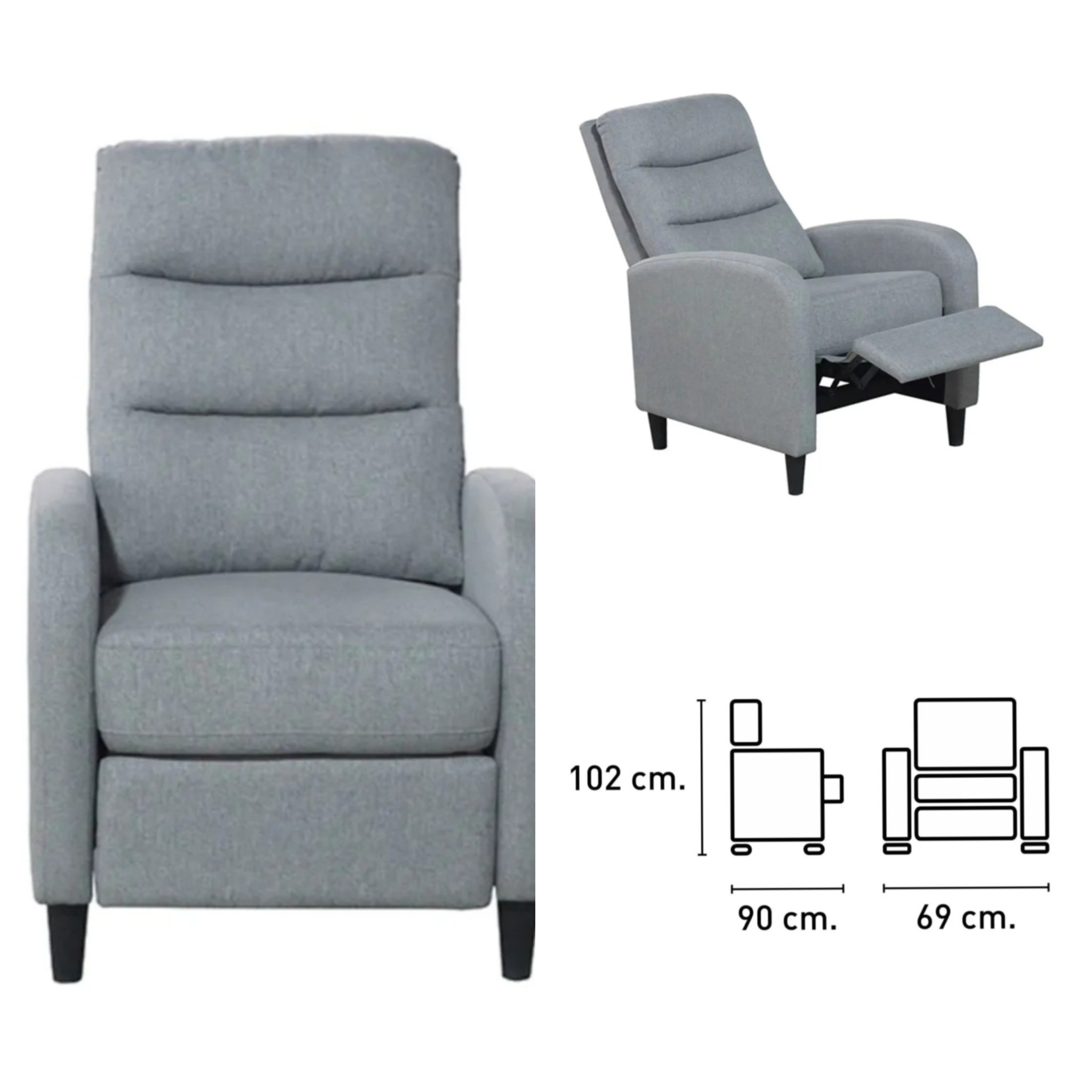 SILLON / BUTACA RELAX MOD:ARYA (GRIS) (TAP.K14) *NUEVO*