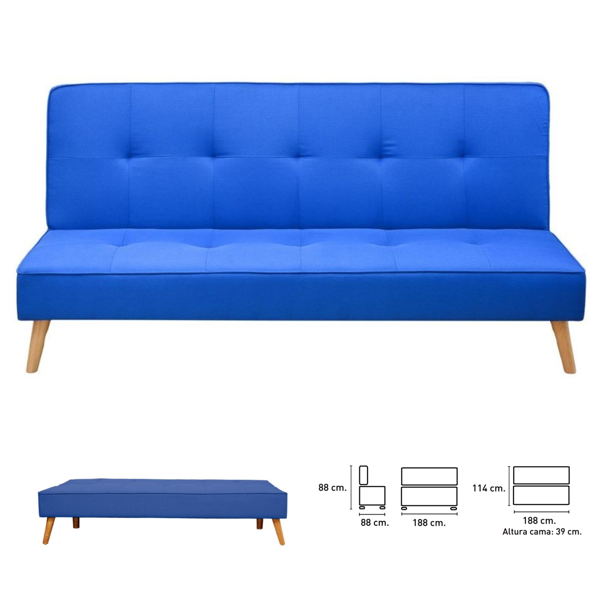 SOFA CAMA CLIC-CLAC MOD: UNAI (AZUL OSC.) *NUEVO*