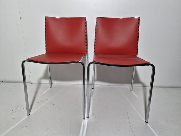 X2 SILLAS COMEDOR / COCINA (CROMO / ASIENTO PVC ROJO) *NUEVO SALDOS*