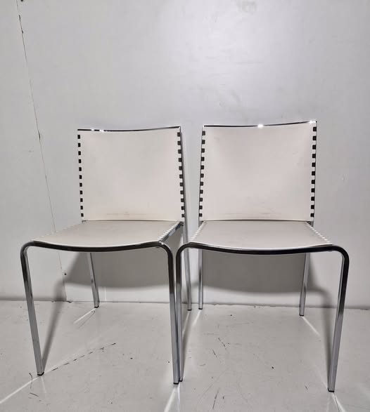 X2 SILLAS COMEDOR / COCINA (CROMO / ASIENTO PVC BLANCO) *NUEVO SALDOS*