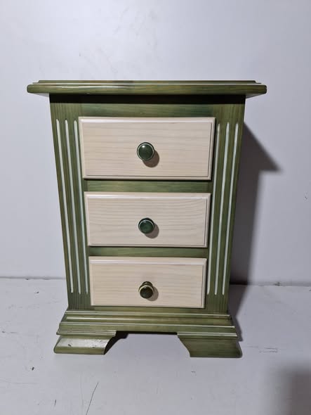 MESITA NOCHE 3C (48X36X67) (VERDE-BEIG) (MADERA)