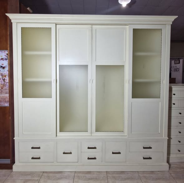 ARMARIO 4P CORREDERA 8C (230X60X220) (BLANCO CREMA)