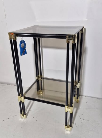 MESA AUXILIAR 3 BALDAS (41X37X67) (CRISTAL /DORADA Y NEGRO) *NUEVA SALDOS*