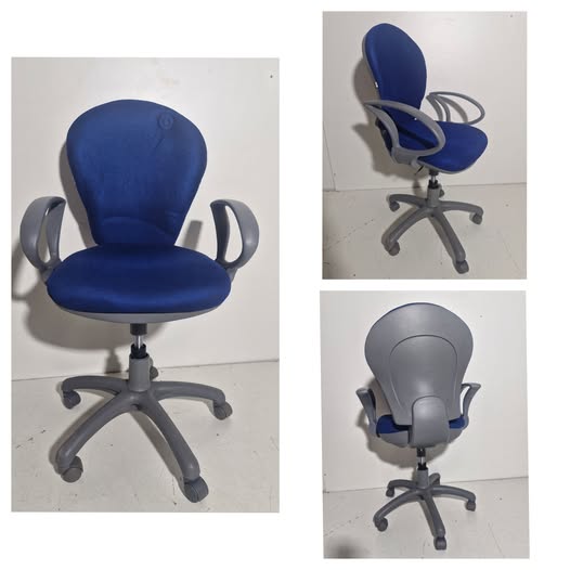 SILLA OFICINA (RUEDAS) (COLOR: AZUL / BRAZOS GRISES) *NUEVA EXP*