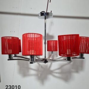 LAMPARA TECHO (8TULIPAS ROJAS / CROMO)