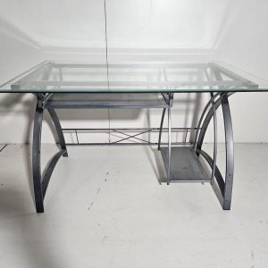 MESA ESCRITORIO / MESA ESTUDIO / AUX (120X76) (73CM ALTO) (CRISTAL-METAL) (OFICINA)