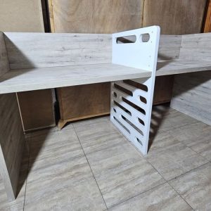 MESA ESTUDIO / ESCRITORIO DOBLE (204X65X102) (CAMBRIA-BLANCO)