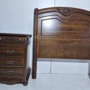 CABECERO (90CM) + MESITA NOCHE 4C (45X38X70) (NOGAL OSCURO)