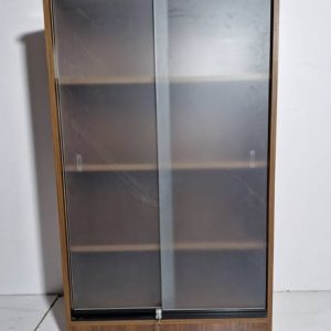 LIBRERO AUX OFICINA 2P CRIST. CORREDERAS (80X40X137) (NOGAL)