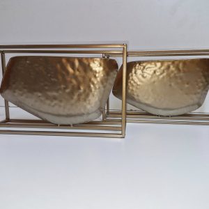 (DECORACION) X2 P.VELAS RECT. METAL (PLATEADO)