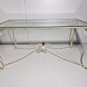 MESA COMEDOR (150X80) (76CM ALTO) (FORJA BEIG / TAPA DE CRISTAL)