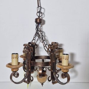 LAMPARA TECHO (FORJA MARRON / 4 VELAS)