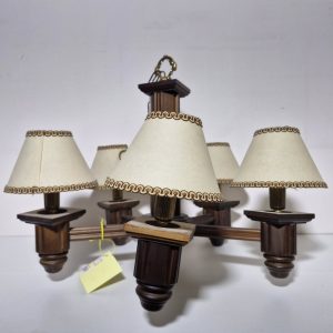 LAMPARA TECHO MADERA WENGE 5 TULIPAS