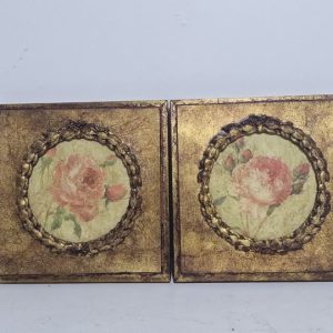X2 CUADROS / MARCO DORADO (24X24) (FLOR)