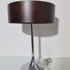 LAMPARA MESITA (TULIPA MADERA-PIE CROMO)