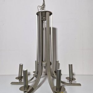 LAMPARA TECHO METAL PLATA (6B VELA)