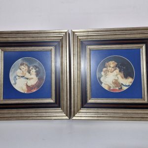 (DECORACION) X2 CUADROS (50X50) (MARCO PLATA ENVEJ. / NIÑOS)