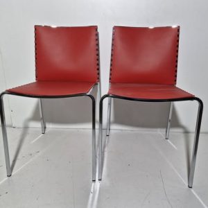 X2 SILLAS COMEDOR / COCINA (CROMO / ASIENTO PVC ROJO) *NUEVO SALDOS*