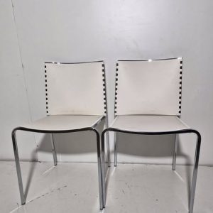 X2 SILLAS COMEDOR / COCINA (CROMO / ASIENTO PVC BLANCO) *NUEVO SALDOS*