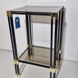 MESA AUXILIAR 3 BALDAS (41X37X67) (CRISTAL /DORADA Y NEGRO) *NUEVA SALDOS*