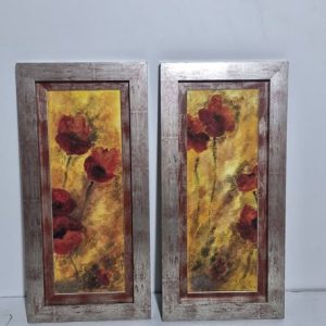 X2 CUADROS (32X67) (AMAPOLAS / MARCO PLATA)