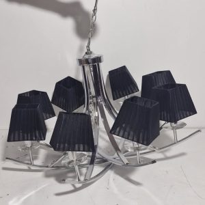 LAMPARA TECHO (8 BRAZOS + TULIPA NEGRA) (CROMO)