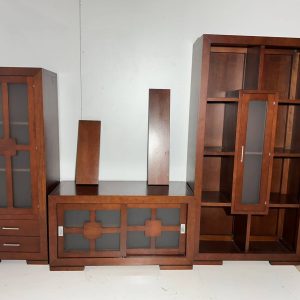 MUEBLE SALON / MODULAR 3 PIEZAS + 2 BAZARES (280CM) (NOGAL)