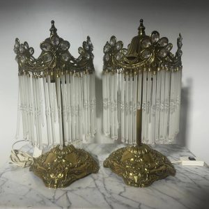 X2 LAMPARAS MESITA CLASICAS (DORADO LAGRIMAS CRISTAL)