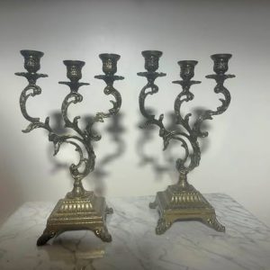 X2 CANDELABRO 3VELAS (BRONCE ENVEJECIDO)