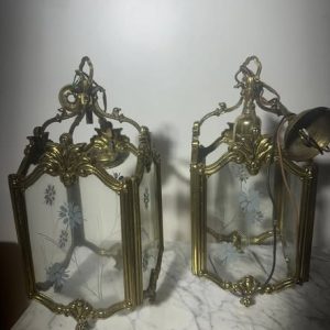 LAMPARA TECHO / APLIQUE / FAROL (BRONCE-CRISTAL)