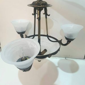 LAMPARA TECHO 3 TULIPAS+PLAFON (DORADO ENVEJ)