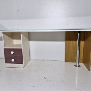 MESA ESTUDIO / ESCRITORIO + TAPA CRISTAL (190X50X78)