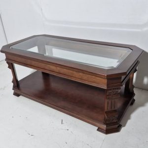 MESA CENTRO (120X60X50) (TAPA CRISTAL /NOGAL)