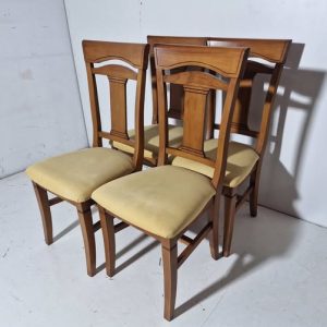 X4 SILLAS COMEDOR (TAP.AMARILLO / MADERA COLOR: AVELLANA)