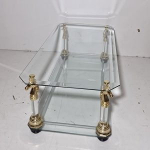 MESA CENTRO CRISTAL (105X55) (38CM ALTO) (CABALLOS DORADOS)