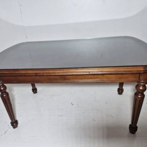 MESA COMEDOR + CRISTAL (140X90) (85CM ALTO) (EXT.240CM) (NOGAL OSC)