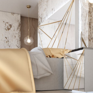 DORMITORIO MATRIMONIO MOD: GOLD (BLANCO / ORO) *SALDOS FRANCO*